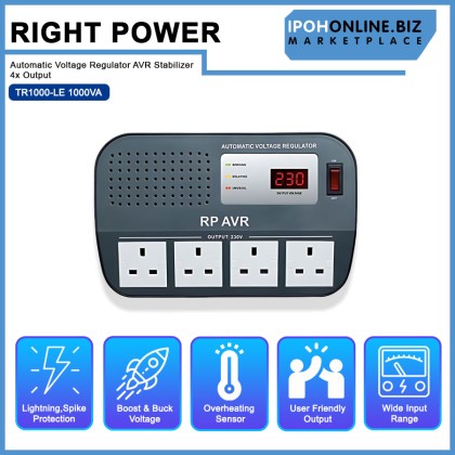RIGHT POWER TR1000-LE 1000VA  Automatic Voltage Regulator AVR Stabilizer 4x Output